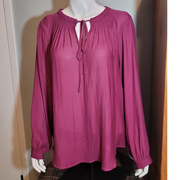 Torrid Womens Plus Size 2X Magenta Flowy Tunic Blouse Semi-Sheer Fairycore Fae - Picture 9 of 10